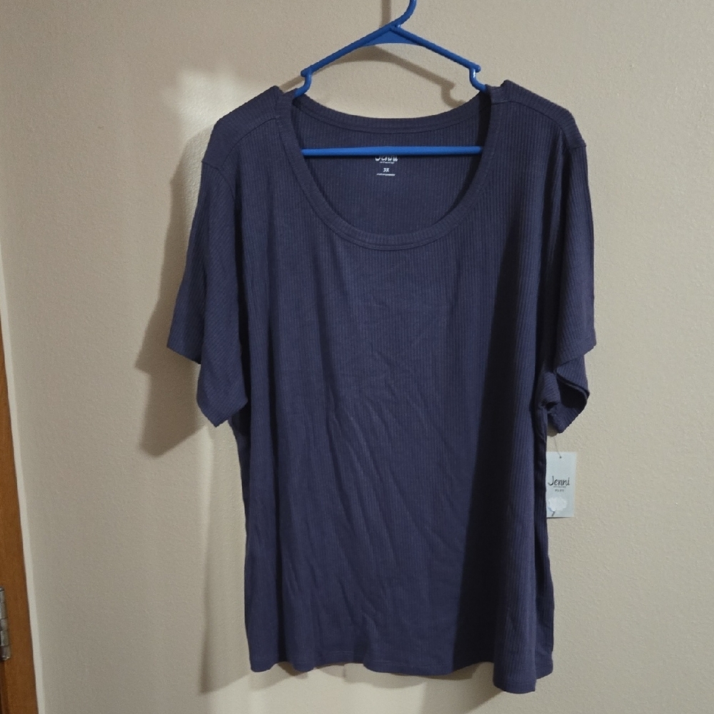 Jenni Navy Short Sleeve Blouse